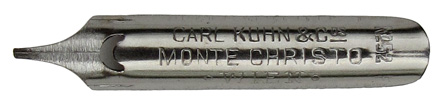 Linksgeschrägte Schreibfeder, Carl Kuhn & Co, No. 52 F, Monte Christo Feder