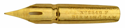 Kalligraphie Spitzfeder, Hinks, Wells & Co, No. 2549 F, vergoldet
