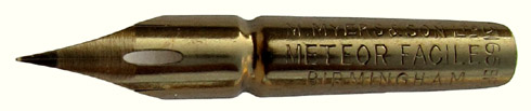 Spitzfeder, M. Myers & Son, Birmingham, The Celebrated Meteor Facile Pens, No. 3165