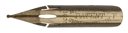 Michael Turnor & Co, No. 01495 F, Globe Pointed Pen, Patent