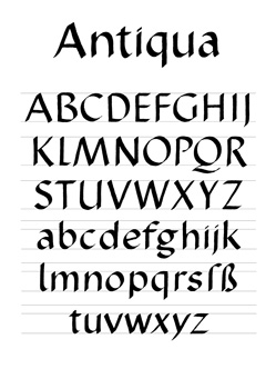 Calligraphy Alphabet, Antiqua