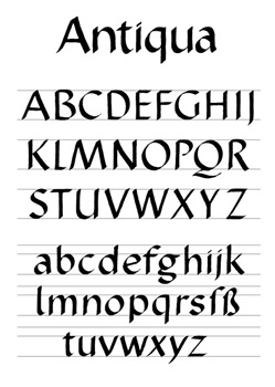 Kalligraphie-Alphabet Antiqua