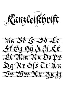 Calligraphy Alphabet, Court script Gothic