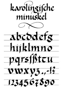 Kalligraphie-Alphabet Karolingische Minuskel