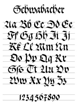 Kalligraphie-Alphabet Schwabacher
