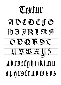 Calligraphy Alphabet, Textur Gothic