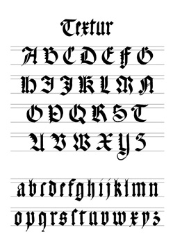 Calligraphy Alphabet, Textur Gothic