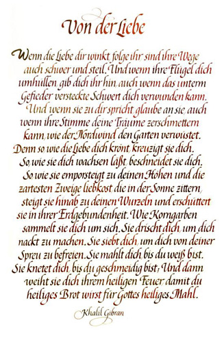Kalligraphie, Kahlil Gibran - Von der Liebe